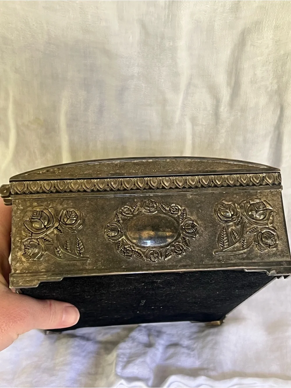 Godinger Ornate Floral Metal Jewelry Box - Silver Tone